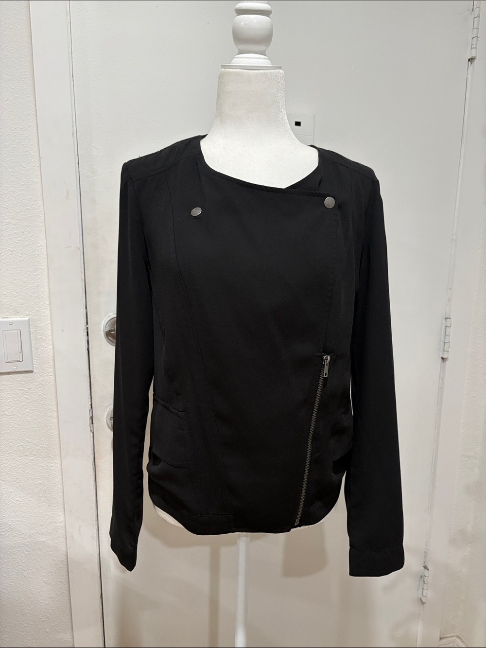 silence + noise Black Asymmetrical Snap-Detail Jacket